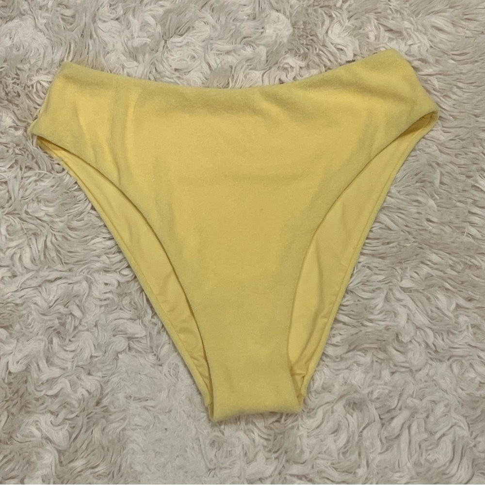 NEW Victoria's Secret Swim High-Waisted Terry Cloth Bikini‎ Bottom Large Yellow